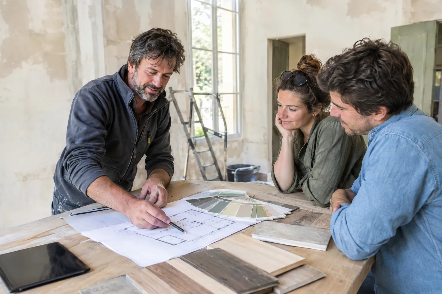 L’étude du projet : plans, échantillons et explications données au couple